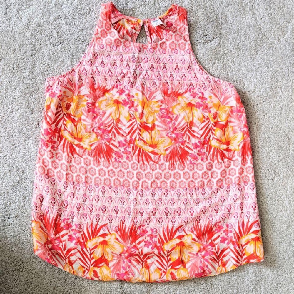 2/$15 Tropical Print Sleeveless Blouse